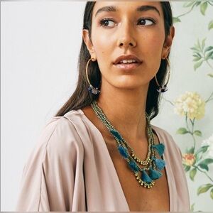Bluma Project Luna Tassel Necklace – Teal & Gold NEW